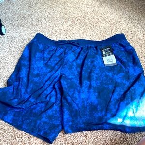 Russell Athletic blue and black shorts tie dye